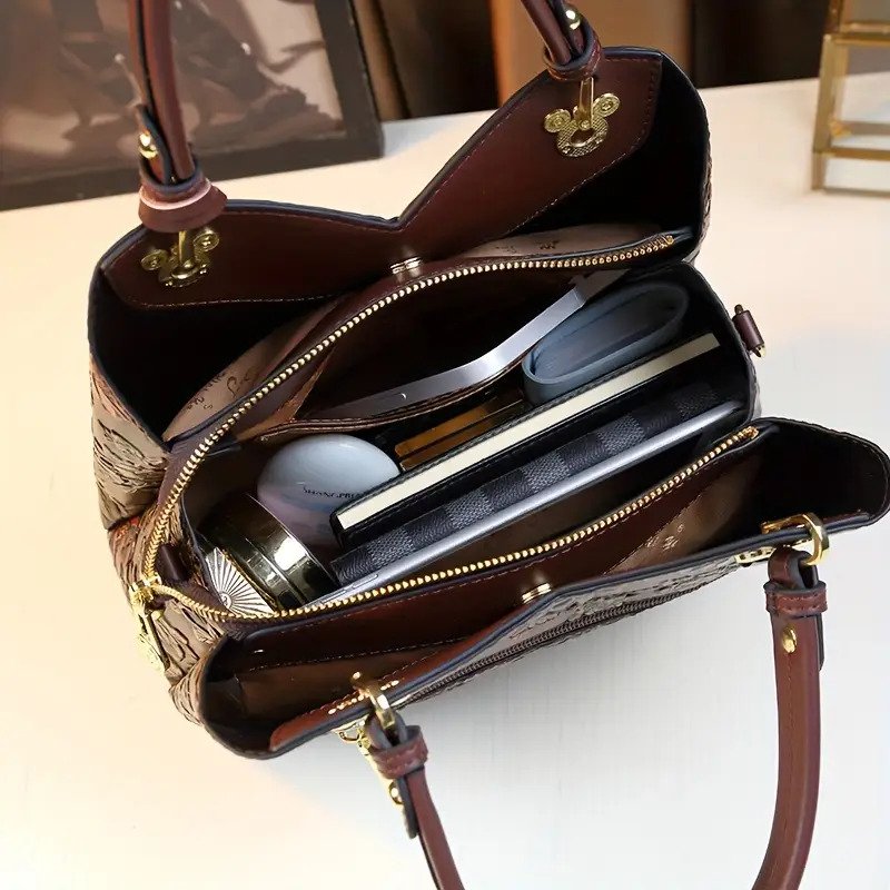 Hand Painted Tote with Zipper Closure