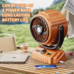 Power Portable Camping Fan with LED Light