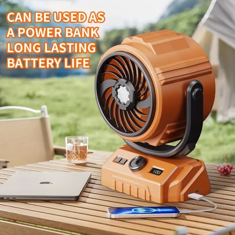 Power Portable Camping Fan with LED Light