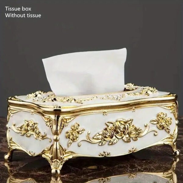 Golden Floral Tissue Box Holder