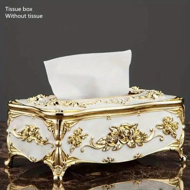 Golden Floral Tissue Box Holder