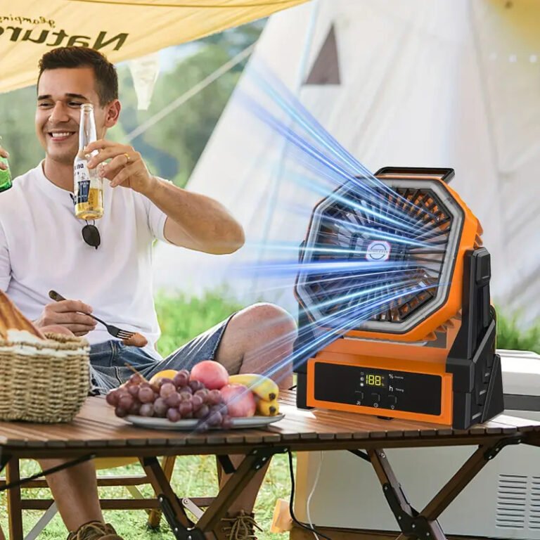 Portable Camping Fan with LED Light