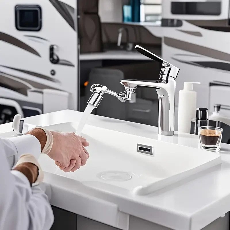 Rotating bathroom faucet nozzle