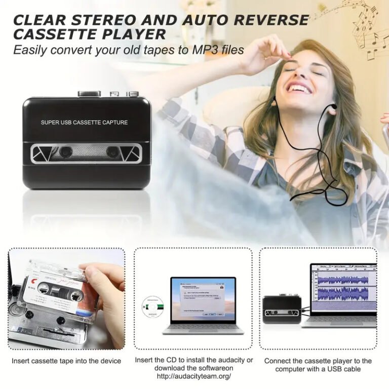 1pc Portable Auto Reverse Cassette Tape Player