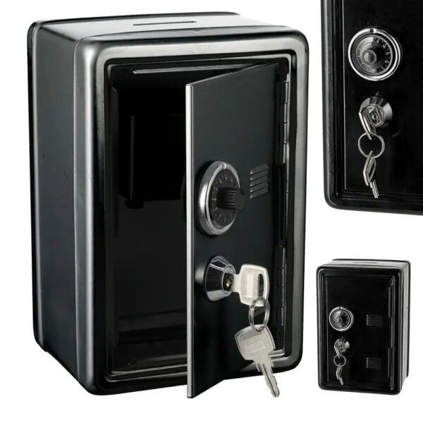 1pc Stylish Black Metal Security Box