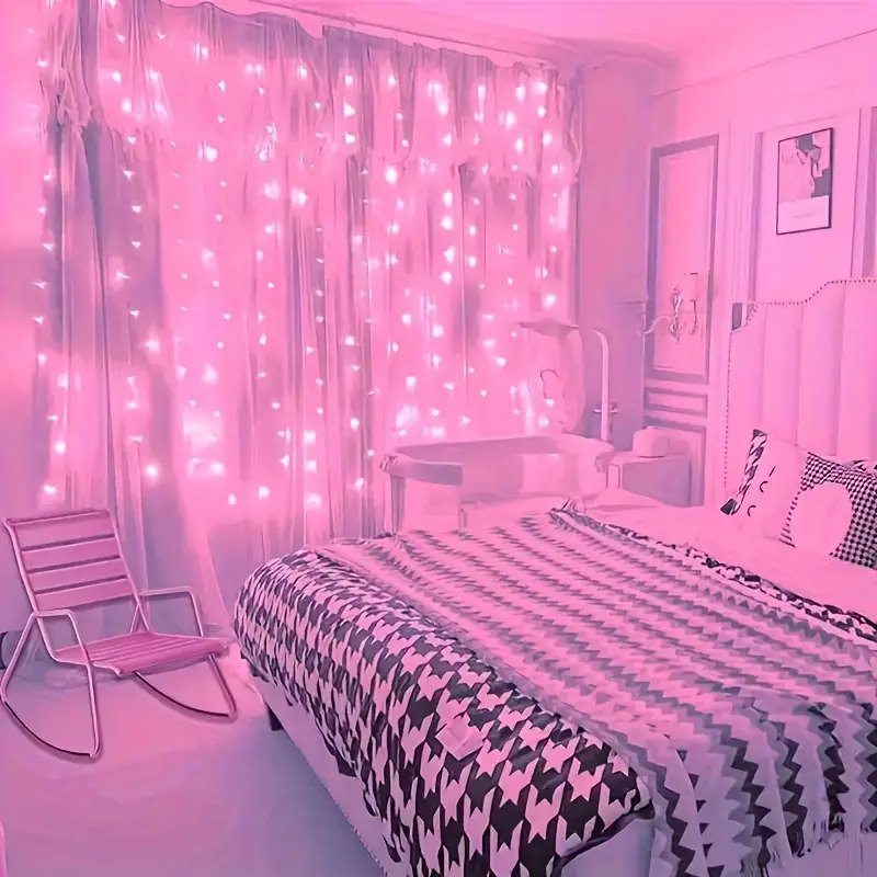 300 LED Pink Fairy Curtain Lights