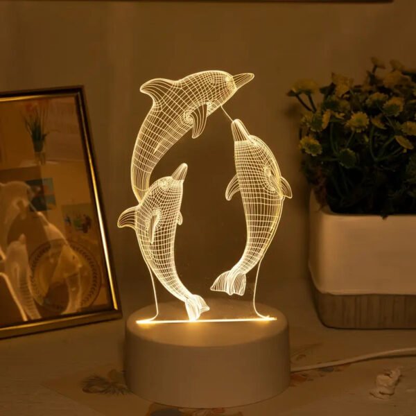 3D Glowing Dolphin Creative Night Light