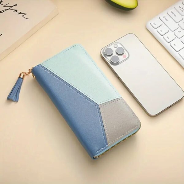 Color Block Long Wallet Women'S Clutch