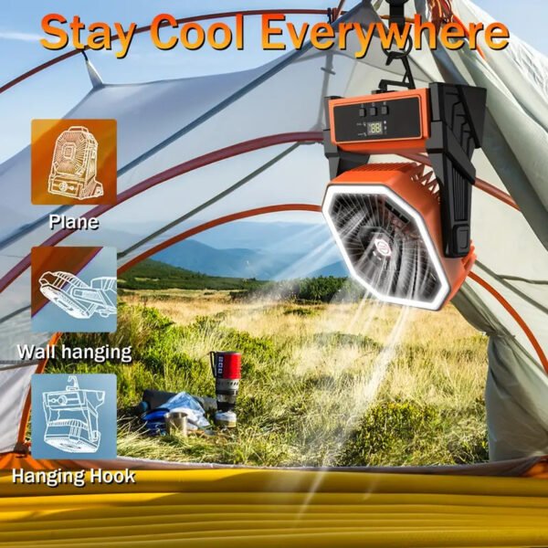 Oscillating Fan with Rotation Hanging Hook for Tents