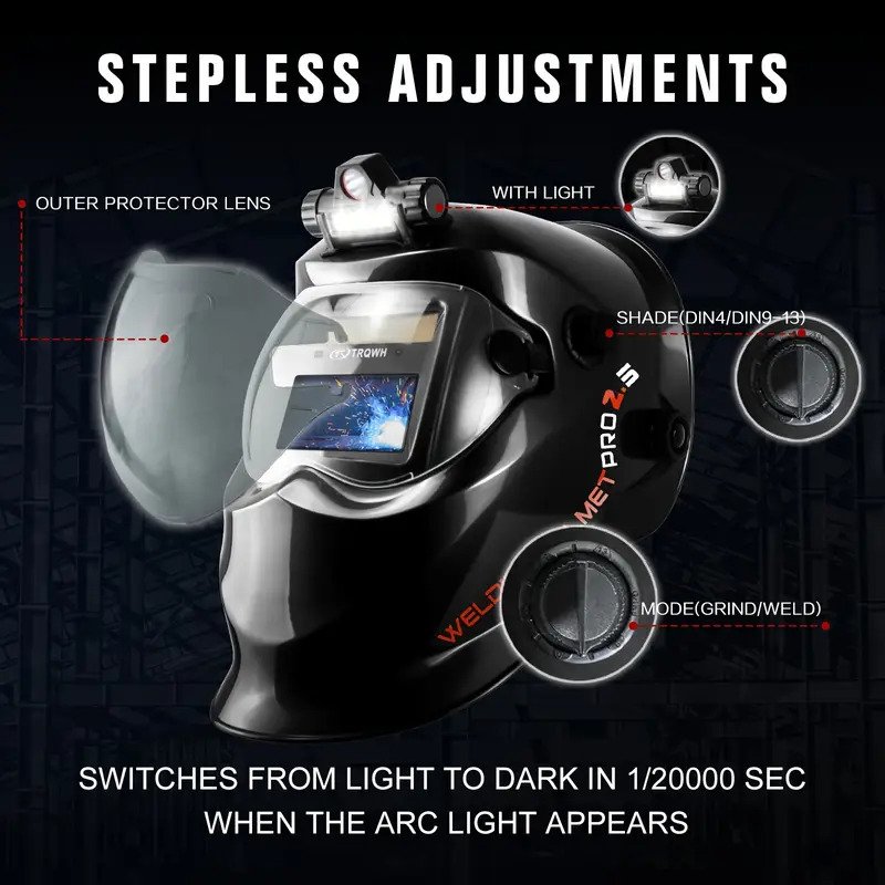 Solar Powered Auto Darkening Welding Helmet for Men