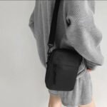 Unisex Black Nylon Camera Bag