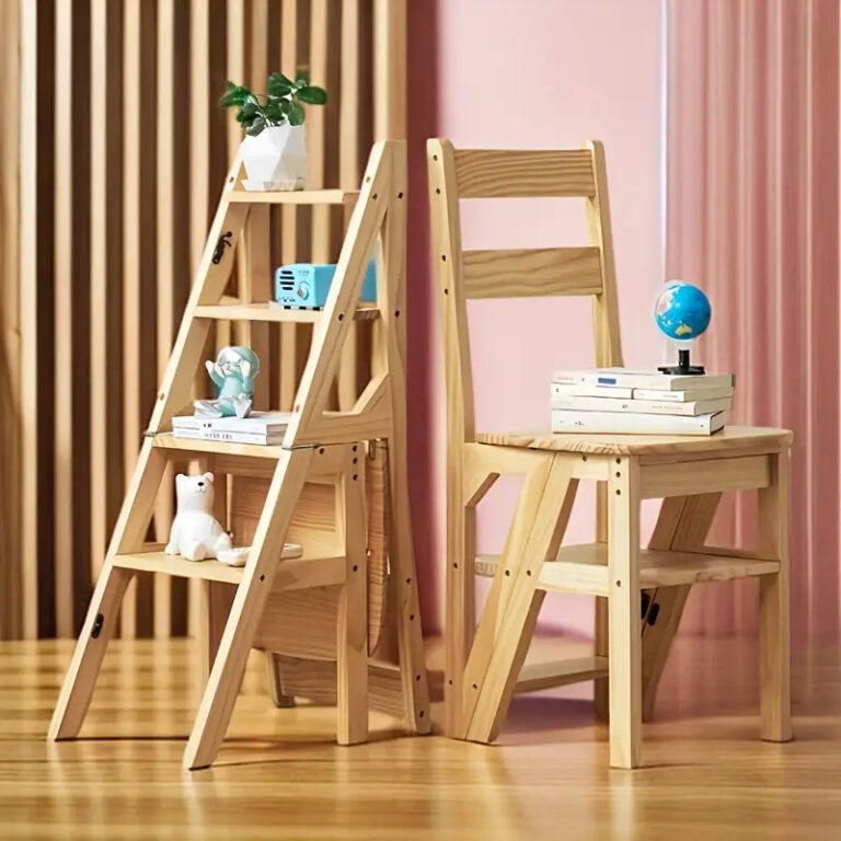 Wood Stair Ladder Stool