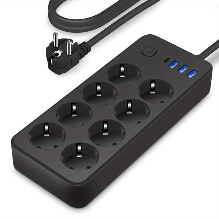 black power board and surge protector AC sockets