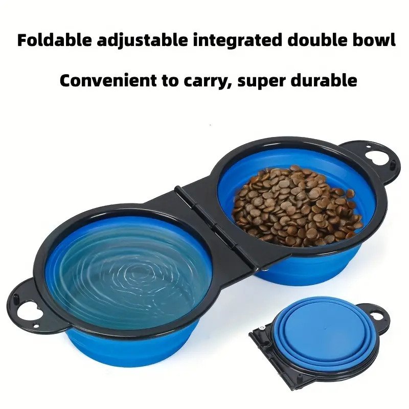 1pc Collapsible Pet Double Bowls