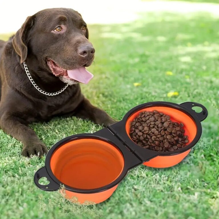 1pc Collapsible Pet Double Bowls