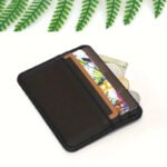 1pc Sleek Black Faux Leather Card Holder
