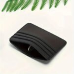 1pc Sleek Black Faux Leather Card Holder