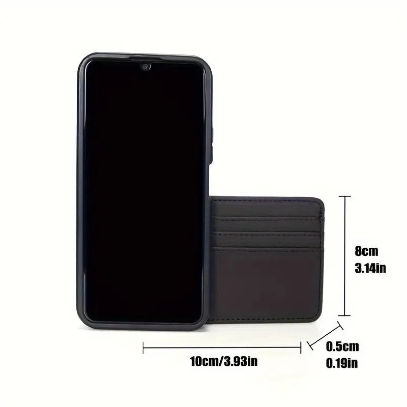 1pc Sleek Black Faux Leather Card Holder