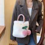Cherry Plush Faux Fur Tote Bag