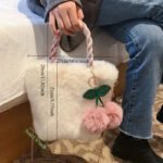 Cherry Plush Faux Fur Tote Bag