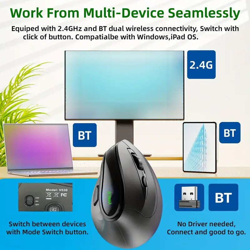 Dual Modes Ergonomic Mouse 2.4G