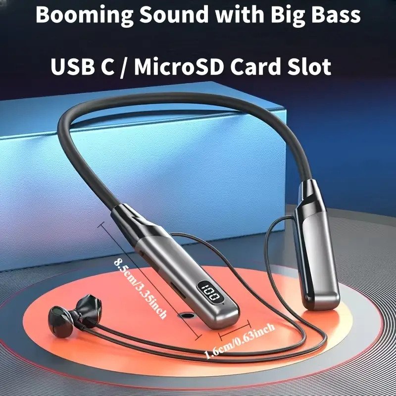 Wireless Neckband Headphones With Display